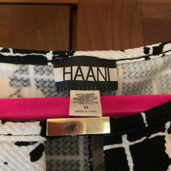 Haani Black & White Fit and Flare Dress, Size Med - Picture 3 of 5